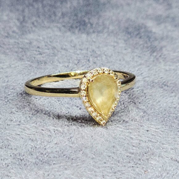 14K Yellow Gold Triple Moonstone Alexandrite CZ Ring Set Sz 9 - Picture 6 of 10